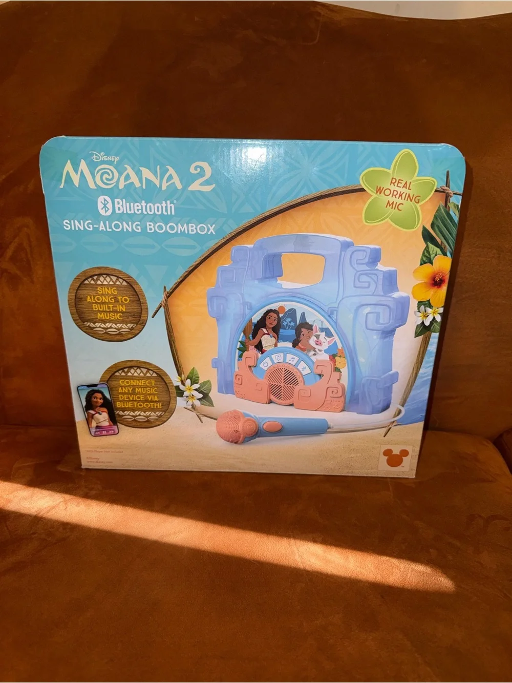 Disney Moana 2 Blue and Orange Sing-Along Boombox with Microphone